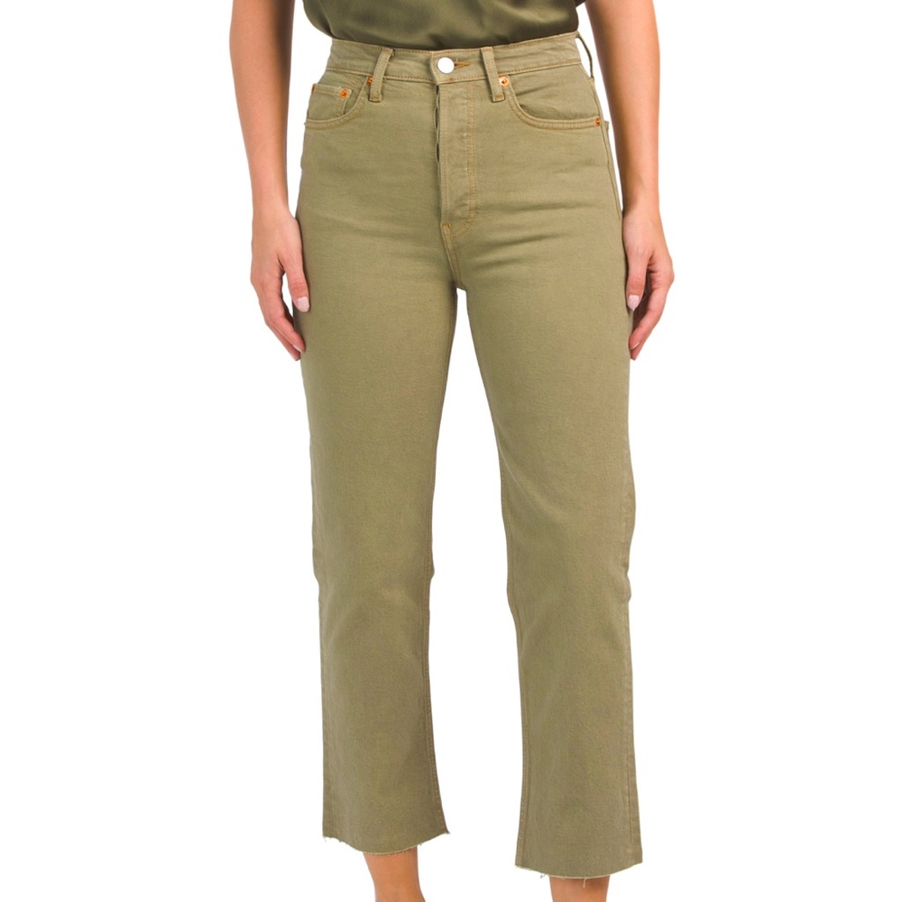 NWT $265 RE/DONE Washed Sage 70s Ultra High Rise Stove Pipe Jeans Size 30